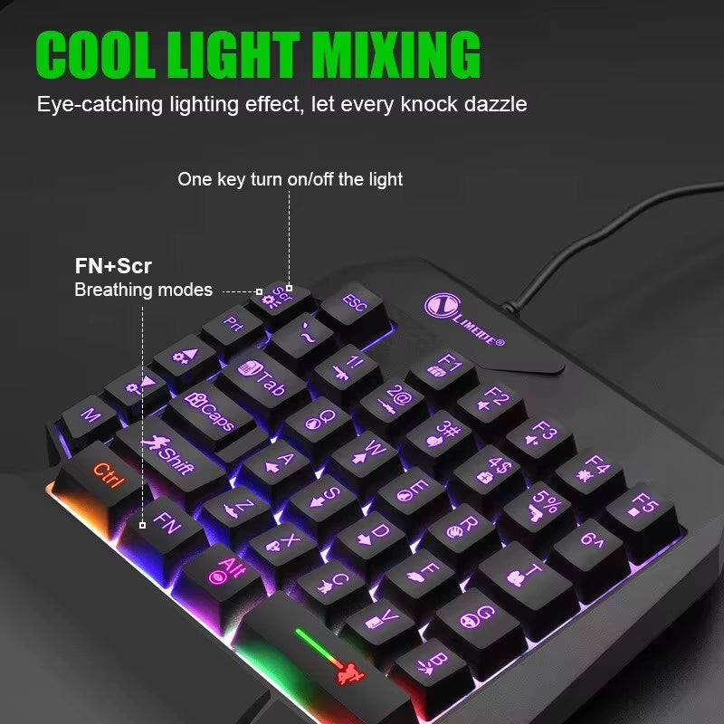 35Keys One Handedly Single Hand Mini Gaming Keyboard Usb Ultra-Slim Wired Backlight Keyboard for Laptop Desktop PC Smartphone